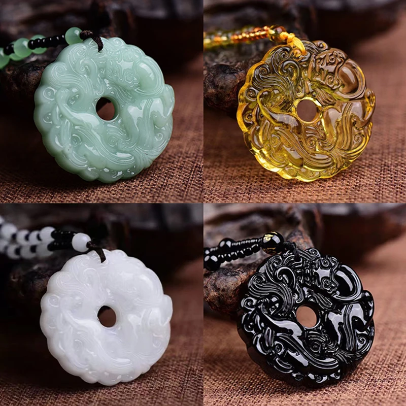 collier pendentif dragon creux en jade vert sculpté à la main, amulette chinoise à la mode, collier porte bonheur pour femmes et hommes, bijoux cadeau collier pendentif dragon creux en jade vert sculpté à la main, amulette chinoise à la mode, collier porte bonheur pour femmes et hommes, bijoux cadeau