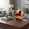 peintures décoratives de l'année du cheval, ornement rond en bois, cadre photo, décorations porte bonheur, ornement de bureau amusant pour le bureau