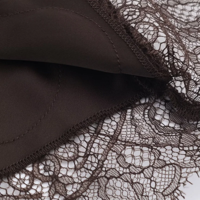 jupe longue en satin pour femmes, simple, ourlet en dentelle, décoration, taille élastique, mi longue, élégante, chic, vêtements, nouvelle collection automne 2025 jupe longue en satin pour femmes, simple, ourlet en dentelle, décoration, taille élastique, mi longue, élégante, chic, vêtements, nouvelle collection automne 2025