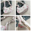 nouveau sac à fleurs esthétique à cordon de serrage, grande capacité, sangle plissée, sac sous les bras, sangle réglable, fermeture à glissière, sac hobo chic