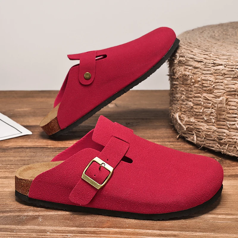 Sandales en daim et liège pour hommes et femmes, sabots, pantoufles à bout fermé, diapositives, semelle intérieure de santé, livraison directe Sandales en daim et liège pour hommes et femmes, sabots, pantoufles à bout fermé, diapositives, semelle intérieure de santé, livraison directe