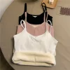 femmes hiver sous vêtements chauds couleur unie thermique décontracté vêtements de nuit sexy élasticité femme mince velours t shirt hauts sans manche