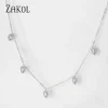 zakol mode coréenne feuille goutte d'eau colliers ras du cou pour les femmes aaa cubique zircone chaîne mince collier bijoux