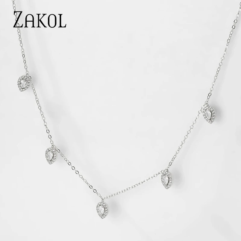 zakol mode coréenne feuille goutte d'eau colliers ras du cou pour les femmes aaa cubique zircone chaîne mince collier bijoux zakol mode coréenne feuille goutte d'eau colliers ras du cou pour les femmes aaa cubique zircone chaîne mince collier bijoux