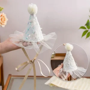 Chapeau d&rsquo;anniversaire brodé de fleurs, bandeau pour bébé fille, maille féerique, gaze, paillettes, couvre-chef, accessoire de cheveux de fête pour enfants