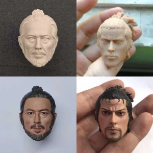 Épéiste de samouraï japonais Miyamoto Musash, sculpture de tête, modèle adapté au soldat masculin de 12 pouces, poupées corporelles, 1/6