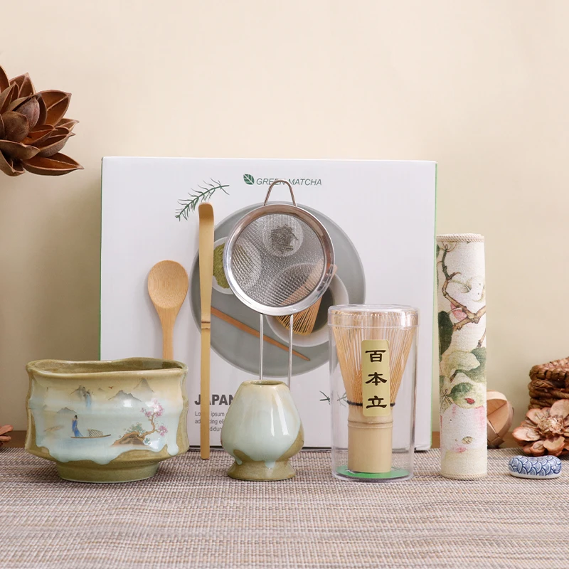 ensemble matcha japonais, outils de préparation du thé, bol en céramique, fouet cuillère à café, kit complet pour les amateurs de thé, collection d'accessoires premium 8 pièces ensemble matcha japonais, outils de préparation du thé, bol en céramique, fouet cuillère à café, kit complet pour les amateurs de thé, collection d'accessoires premium 8 pièces