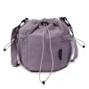 sac seau à cordon de serrage de style coréen, sac à bandoulière en nylon froissé de couleur unie, sac à bandoulière réglable de grande capacité