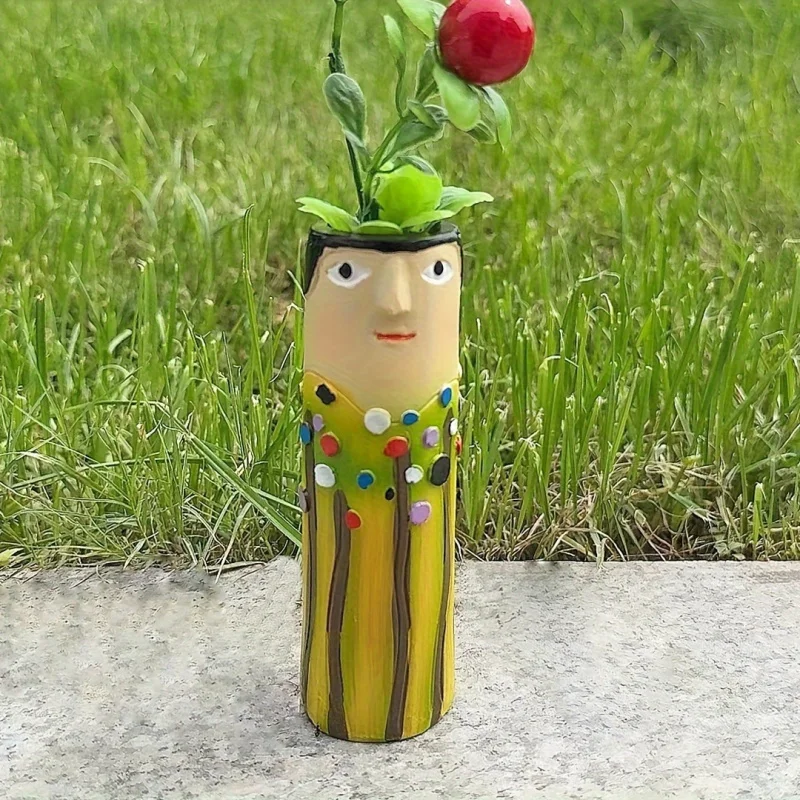 vase artistique en résine avec visage bohème fabriqué à la main ornement d'accent de décoration pour la maison vase artistique en résine avec visage bohème fabriqué à la main ornement d'accent de décoration pour la maison