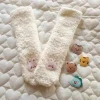 chaussettes d'hiver pour bébé, chaussettes longues épaisses et chaudes pour tout petits, blanches, en peluche, pour nouveau né, antidérapantes, accessoires pour bébé, automne et hiver