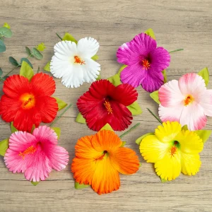 Ensemble d&rsquo;épingles à cheveux en Hibiscus Vintage, 10 pièces, Style îles de Tahiti, fête de famille, mariage, événement nuptial, vacances hawaïennes, fleur artificielle