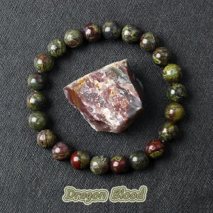 Bracelets élastiques en pierre de sang de Dragon naturel pour femmes et hommes, breloque en perles de jaspe de dinosaure, bijoux de guérison, Yoga, méditation, cadeau