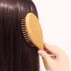 brosse à cheveux en bambou, peigne en bambou en bois naturel, brosse démêlante, peigne à dents larges et à queue pour cheveux épais/fins/bouclés/secs
