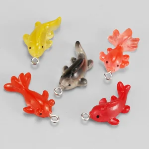 10 pièces Mini mignon Kwaii Koi poisson rouge résine petits animaux breloques pendentifs pour la fabrication de bijoux bricolage porte-clés boucles d’oreilles accessoires 10 pièces Mini mignon Kwaii Koi poisson rouge résine petits animaux breloques pendentifs pour la fabrication de bijoux bricolage porte-clés boucles d’oreilles accessoires
