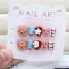 10 pièces enfants dessin animé kuromi hello kitty ma mélodie presse sur ongles faux ongles manucure courte tête ronde avec nœud papillon faux ongles