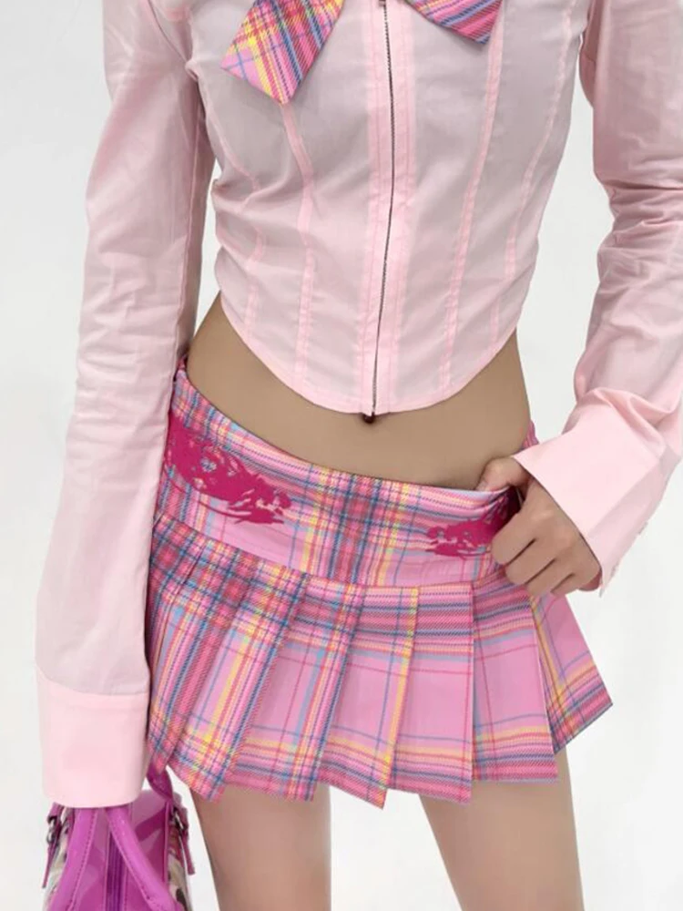 jupes à carreaux roses harajuku kawaii, style preppy pour filles, mini jupes plissées sexy jk avec short y2k kawaii pour femmes, 2025 jupes à carreaux roses harajuku kawaii, style preppy pour filles, mini jupes plissées sexy jk avec short y2k kawaii pour femmes, 2025