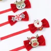 nœud papillon de noël pour animaux de compagnie, rouge avec éléments de noël, mini cravate mignonne adaptée au noël des animaux de compagnie, accessoires créatifs pour chiens, 1 pièce 