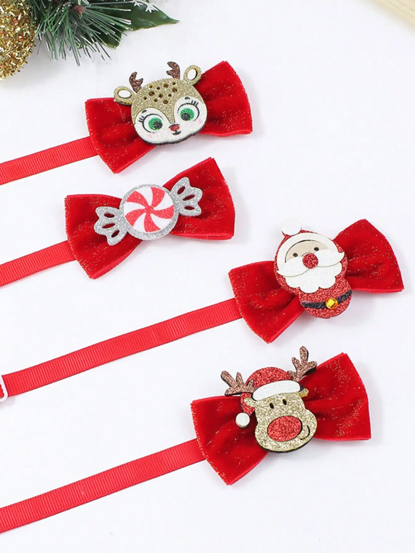 nœud papillon de noël pour animaux de compagnie, rouge avec éléments de noël, mini cravate mignonne adaptée au noël des animaux de compagnie, accessoires créatifs pour chiens, 1 pièce nœud papillon de noël pour animaux de compagnie, rouge avec éléments de noël, mini cravate mignonne adaptée au noël des animaux de compagnie, accessoires créatifs pour chiens, 1 pièce 