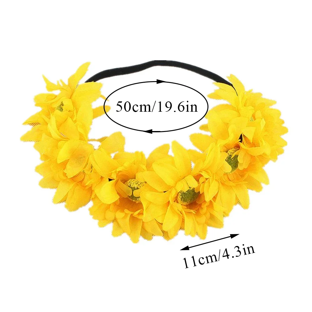 plage tournesol élastique bandeau de cheveux bohême mode bandeau de cheveux à la main fausse fleur femmes couronne arc en ciel couleur romantique bandeau plage tournesol élastique bandeau de cheveux bohême mode bandeau de cheveux à la main fausse fleur femmes couronne arc en ciel couleur romantique bandeau
