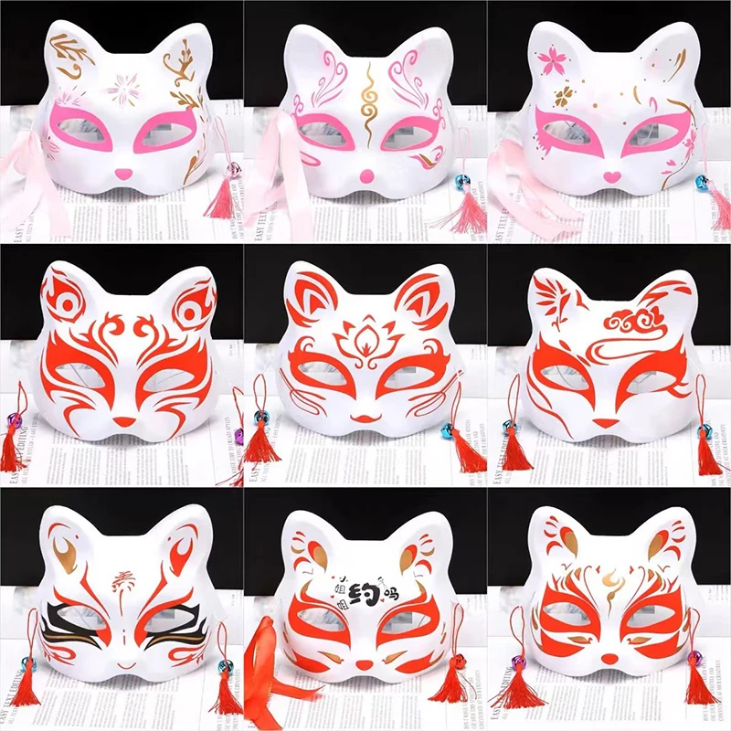 masque de renard japonais en pvc, demi visage, kabuki kitsune, tim masade, anime, cosplay chat, rave festivals, accessoires de ix masque de renard japonais en pvc, demi visage, kabuki kitsune, tim masade, anime, cosplay chat, rave festivals, accessoires de ix