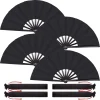 Éventails pliants noirs vintage, éventail de kung fu pour fête de mariage, bricolage de poche, artisanat de danse, accessoires pour spectacle, mariage, fête