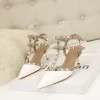 2025 femmes gladiateur sandales été décontracté rivet talons hauts bride à la cheville bout pointu luxe fête romaine dames chaussures
