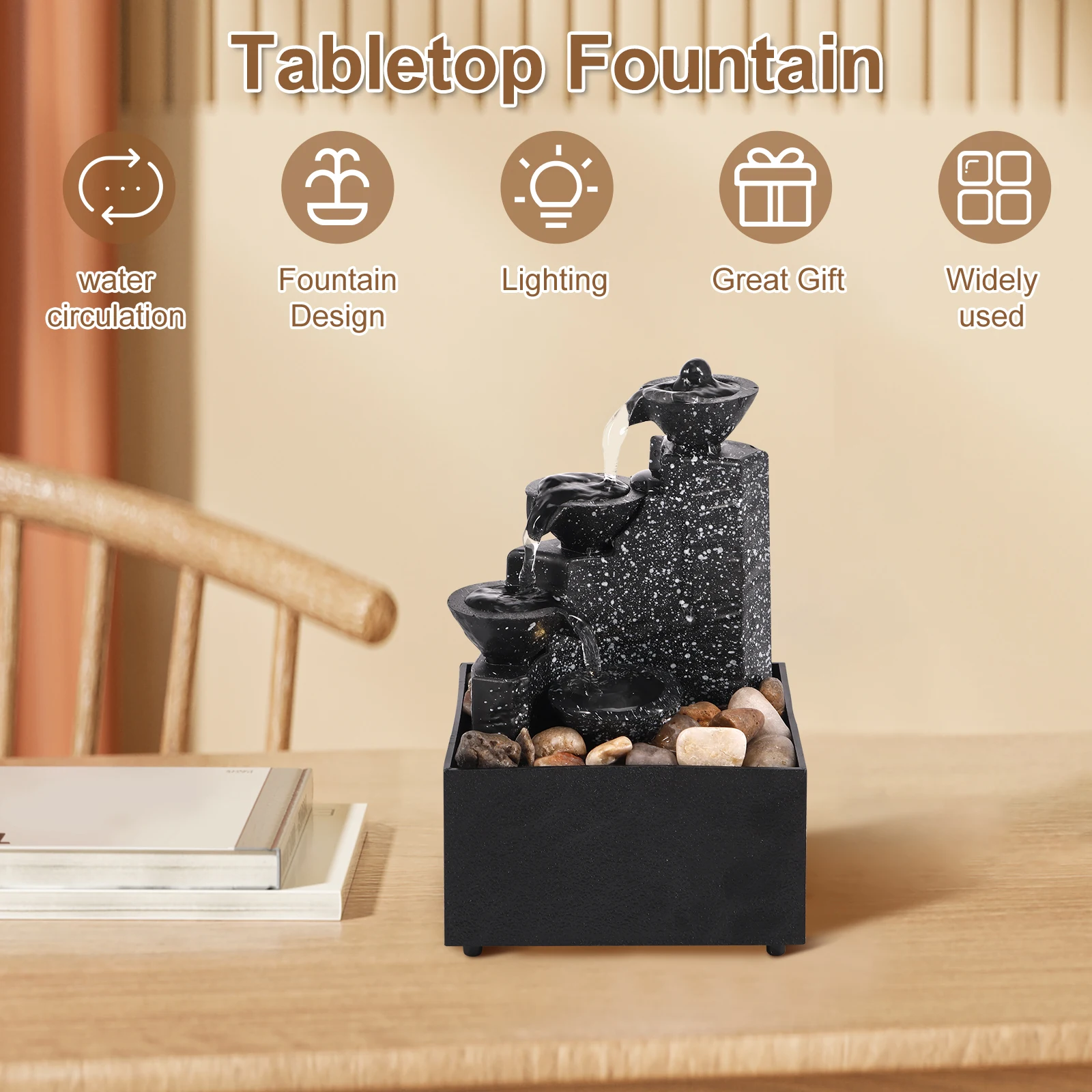 décor de cascade de table, fontaine d'eau, ornements de bureau, feng shui, cascade d'eau qui coule, décoration de paysage de table décor de cascade de table, fontaine d'eau, ornements de bureau, feng shui, cascade d'eau qui coule, décoration de paysage de table