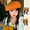 japonais rose pêche fille peintre chapeau petite feuille orange béret fruits casquettes frais mignon décontracté bonnet béret casquette printemps été