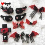 Harajuku Y2K fille sous-culture style femmes gothique Lolita arc noir rouge série ange accessoire de cheveux épingle à cheveux Clips épingles pinces à cheveux