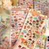 1 pc/4 pièces Style japonais Kawaii nourriture goutte 3D Relief autocollants Scrapbooking bricolage journal papeterie journal décor mignon autocollants