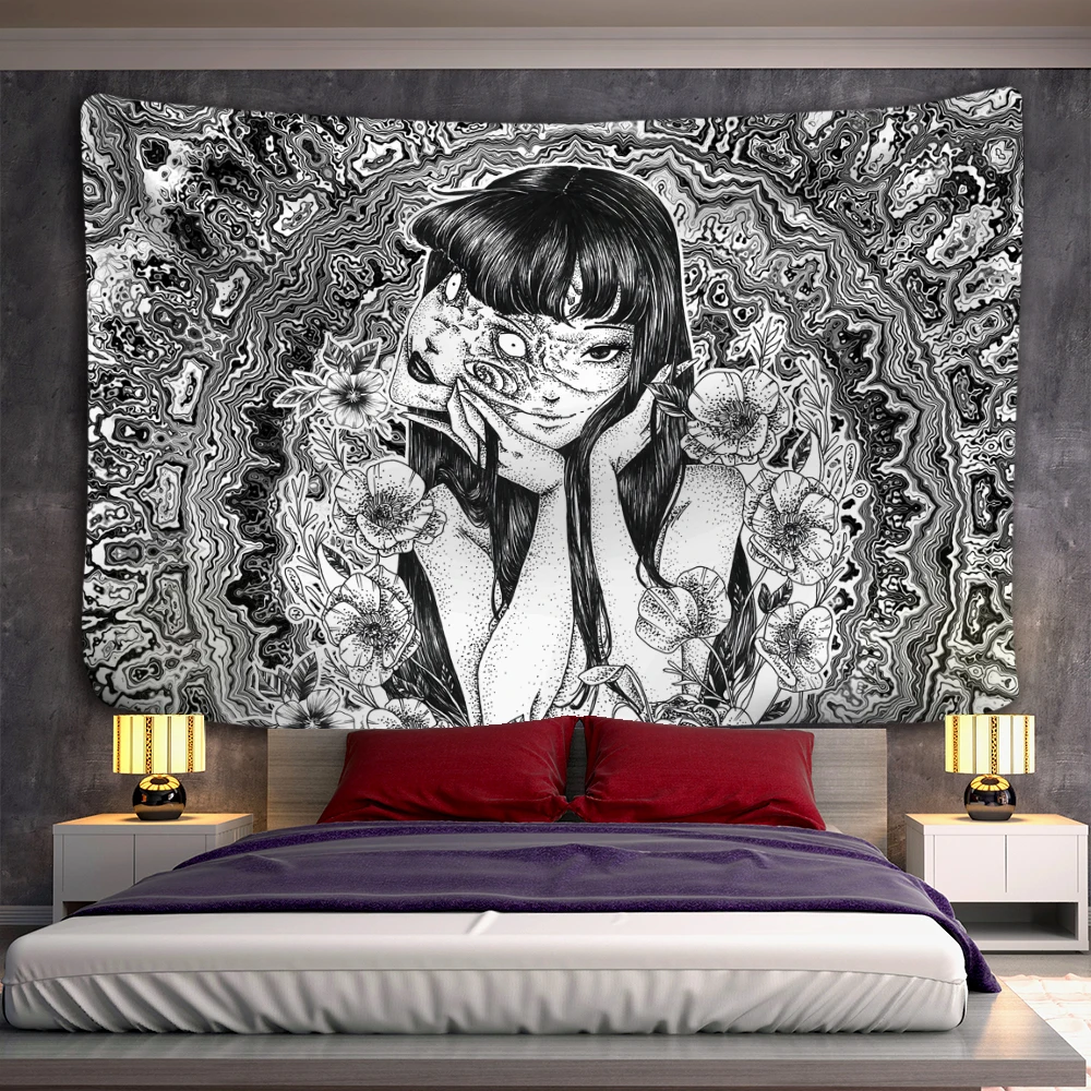 tapisserie murale suspendue de dessin animé d'horreur japonais, tapiz mystérieux, illustration d'horreur de dessin animé, décoration de salle d'art kawaii pour la maison tapisserie murale suspendue de dessin animé d'horreur japonais, tapiz mystérieux, illustration d'horreur de dessin animé, décoration de salle d'art kawaii pour la maison
