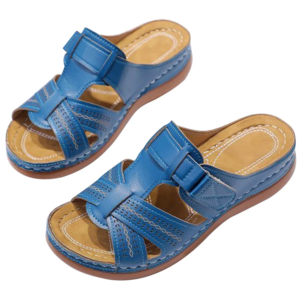 sandales orthopédiques à bout ouvert pour femmes, sandales compensées vintage, pantoufles de plage d'été, semelle épaisse antidérapante pour l'intérieur et l'extérieur sandales orthopédiques à bout ouvert pour femmes, sandales compensées vintage, pantoufles de plage d'été, semelle épaisse antidérapante pour l'intérieur et l'extérieur