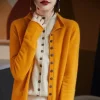 Cardigan 100% laine mérinos à la mode, coréen décontracté pour femmes, automne-hiver, manches longues, couleur unie, veste tricotée, pull, haut Cardigan 100% laine mérinos à la mode, coréen décontracté pour femmes, automne-hiver, manches longues, couleur unie, veste tricotée, pull, haut