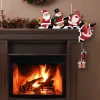 Décor d&rsquo;angle de porte de noël en bois, père noël, bonhomme de neige, renne, panneau de cadre de porte, ornement pendentif de dessin animé pour décor de fête du nouvel an