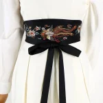 Style chinois ceinture brodée Kimono ceinture de cravate rétro Satin traditionnel Hanfu Robe ceinture femmes Obi Yukata Robe Corset