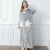 peignoir kimono à capuche et fermeture éclair pour femme, vêtement de nuit chaud en molleton de corail, ample, pour couple, chemise de nuit étoile mignonne, hiver