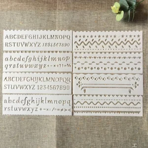 Pochoirs pour peinture, Scrapbook, coloriage, gaufrage, modèle de carte décorative, lettres de l’alphabet, bricolage, 8 pièces/ensemble Pochoirs pour peinture, Scrapbook, coloriage, gaufrage, modèle de carte décorative, lettres de l’alphabet, bricolage, 8 pièces/ensemble