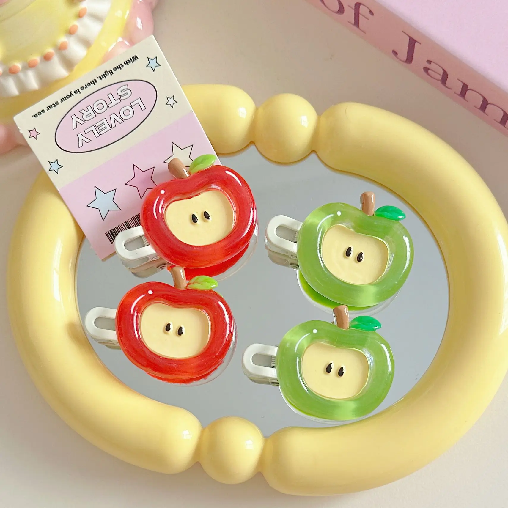 pince à cheveux pomme mignonne pour femmes, barrettes à frange latérale de style coréen/japonais, épingle à cheveux et accessoires pour filles pince à cheveux pomme mignonne pour femmes, barrettes à frange latérale de style coréen/japonais, épingle à cheveux et accessoires pour filles