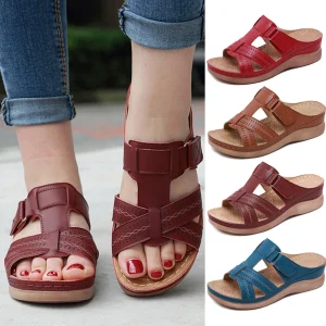 Sandales orthopédiques à bout ouvert pour femmes, antidérapantes, respirantes, couleur unie, plates, à Clip, adaptées à l’intérieur et à l’extérieur Sandales orthopédiques à bout ouvert pour femmes, antidérapantes, respirantes, couleur unie, plates, à Clip, adaptées à l’intérieur et à l’extérieur