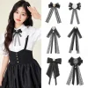 Broche à nœud en biscuits avec ruban en dentelle noire pour femme, chemise élégante coréenne, accessoires de style collège britannique et japonais, nouveau Broche à nœud en biscuits avec ruban en dentelle noire pour femme, chemise élégante coréenne, accessoires de style collège britannique et japonais, nouveau
