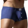 sous vêtements plats pour hommes, en coton synthétique, haute élasticité, surélevés, décoration de boutons, coupe slim confortable, couleur unie