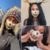 masque de fête à dents longues, squelette de samouraï, demi masque, loup, dragon, tigre, houjuu nue, accessoires de costume d'halloween pour cosplay
