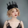 bandeaux de style rétro baroque couronne halloween maquillage boule couvre chef cosply roi princesse sorcière couvre chef accessoires de style gothique