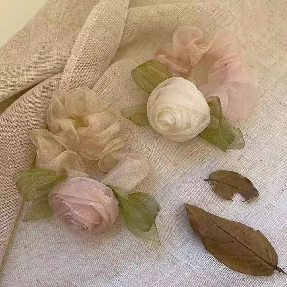 chouchous à fleurs de rose en maille, accessoires pour cheveux, cravates simples, anneau de cheveux, porte queue de cheval, ulà cheveux de style coréen, cadeau chouchous à fleurs de rose en maille, accessoires pour cheveux, cravates simples, anneau de cheveux, porte queue de cheval, ulà cheveux de style coréen, cadeau