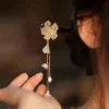 bâtonnets à cheveux chinois, épingles à cheveux en bois avec pompon, pinces à cheveux vintage, accessoires pour cheveux traditionnels chinois, ornements pour femmes
