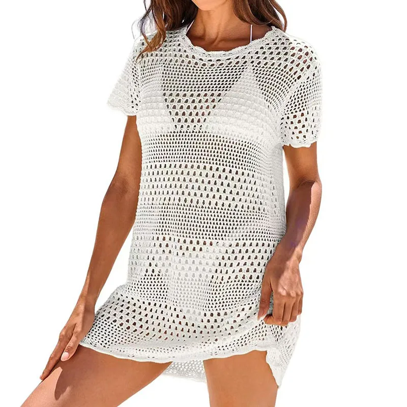 maillot de bain couvrir pour femmes vintage tricoté évider manches courtes bikini couvrir 2025 nouveau maillot de bain de plage robes au crochet maillot de bain couvrir pour femmes vintage tricoté évider manches courtes bikini couvrir 2025 nouveau maillot de bain de plage robes au crochet