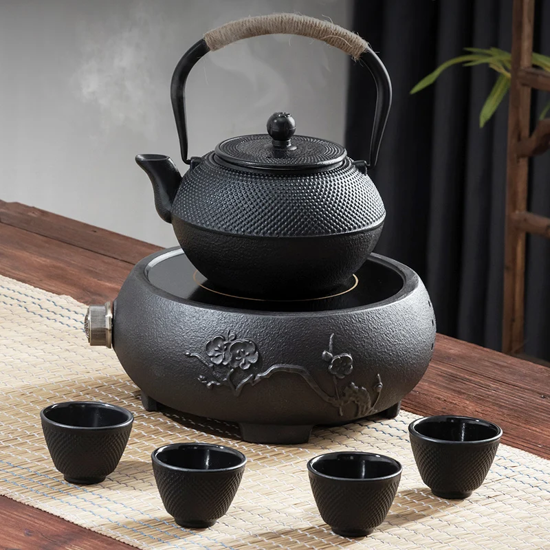 GIANghts-Théière en fonte, pot unique, réchaud de camping, brassage du thé, séparation de l’eau, tasse à thé, accessoires de service à thé GIANghts-Théière en fonte, pot unique, réchaud de camping, brassage du thé, séparation de l’eau, tasse à thé, accessoires de service à thé