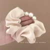 cravate de cheveux en perles de style coréen, bandeau élégant pour femmes, accessoires pour cheveux queue de cheval basse