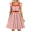 Robe Vintage Kawaii Vintage Swing une ligne tenue décontractée pour l’été à pois imprimé Patchwork élégant tenue de bureau robe de vacances Robe Vintage Kawaii Vintage Swing une ligne tenue décontractée pour l’été à pois imprimé Patchwork élégant tenue de bureau robe de vacances