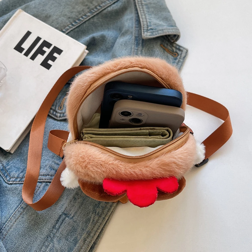 sac à main jetable pour femme, sac à main à sangle réglable, peluche moelleuse, sac de dessin animé, mignon, lancé de poule, voyage et fête sac à main jetable pour femme, sac à main à sangle réglable, peluche moelleuse, sac de dessin animé, mignon, lancé de poule, voyage et fête